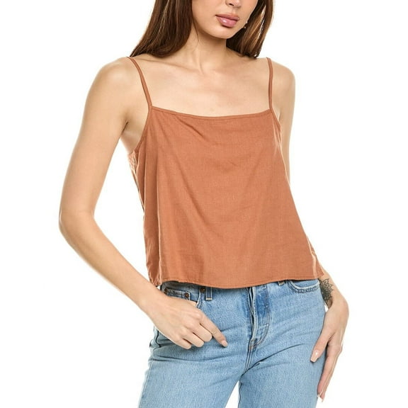 WeWoreWhat womens  Boxy Linen-Blend Cami, xs, Brown