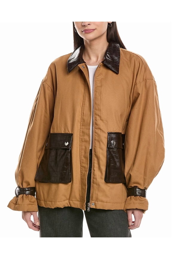 WeWoreWhat womens  Cocoon Barn Jacket, s, Brown