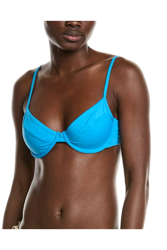 WeWoreWhat womens Full Coverage Underwire Bikini Top, m, Blue