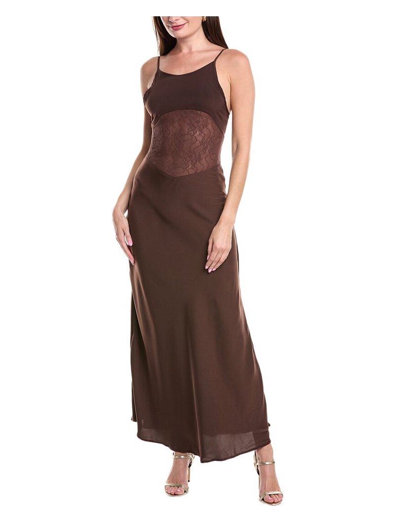 brown slip lace dress Evana Lace Maxi Dress - Brown main image 1