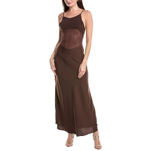 WeWoreWhat womens  Lace Slip Midi Dress, 6, Brown