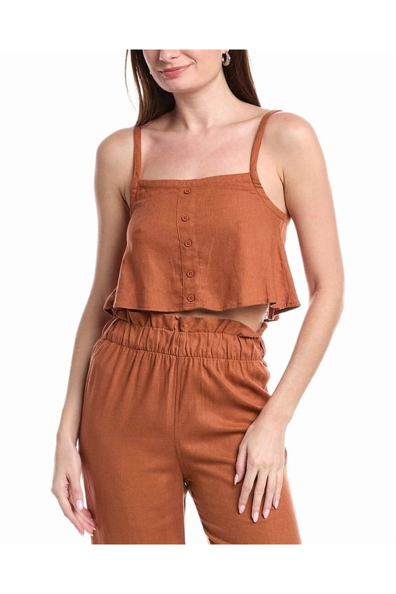 WeWoreWhat womens  Linen-Blend Trapeze Tank, l, Orange