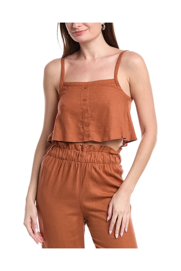 WeWoreWhat womens  Linen-Blend Trapeze Tank, m, Orange