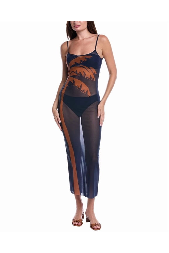 WeWoreWhat womens Mesh Scoop Maxi Slip Dress, l, Blue