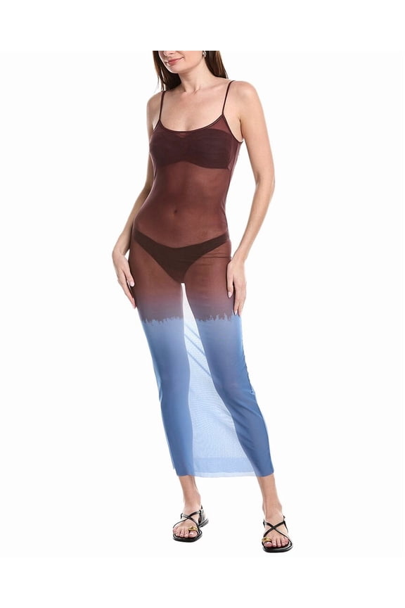 WeWoreWhat womens  Mesh Scoop Maxi Slip Dress, m, Blue