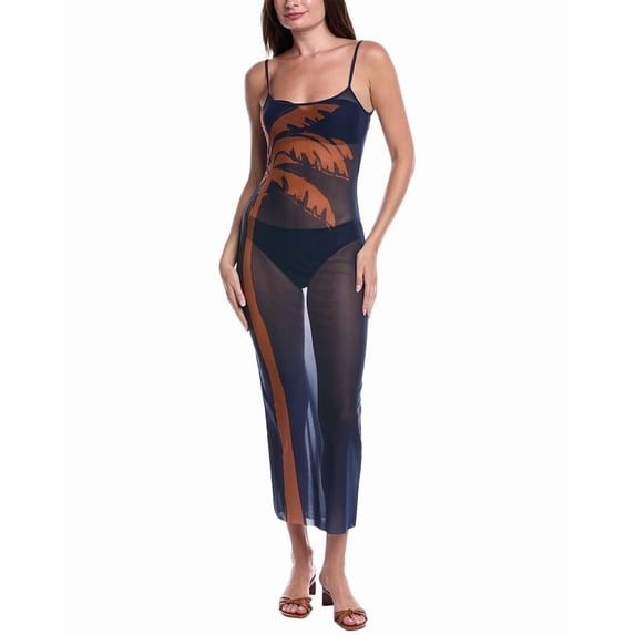 WeWoreWhat womens Mesh Scoop Maxi Slip Dress, xs, Blue