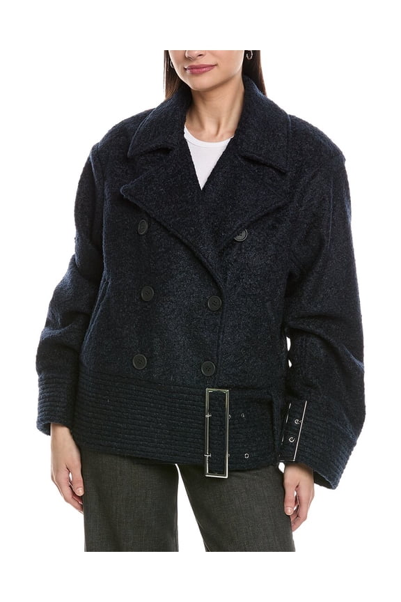 WeWoreWhat womens Moto Fleece Jacket, s, Navy