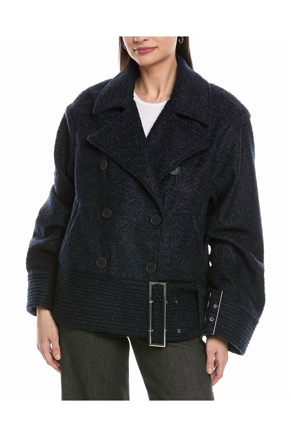 WeWoreWhat womens Moto Fleece Jacket, s, Navy
