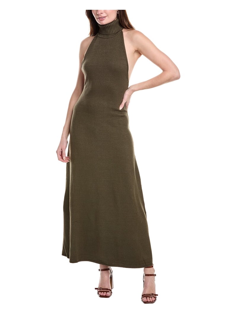 WeWoreWhat womens Open Back Halter Maxi Dress, xs, Grey