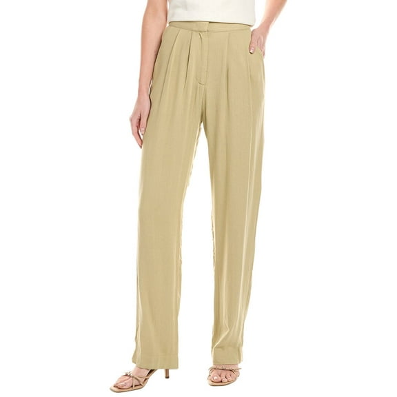 WeWoreWhat womens  Pleated Linen-Blend Pant, 14, Brown