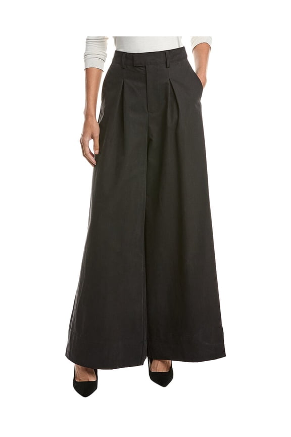 WeWoreWhat womens  Pleated Wide Leg Trouser, 2, Black