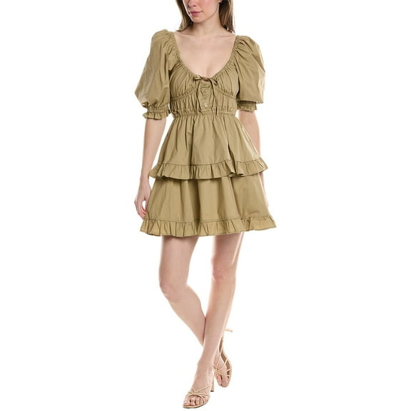 WeWoreWhat womens  Puff Sleeve Mini Dress, xs, Brown