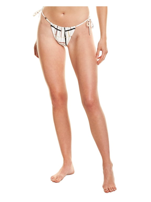 WeWoreWhat womens Ruched String Bikini Bottom, XL, White