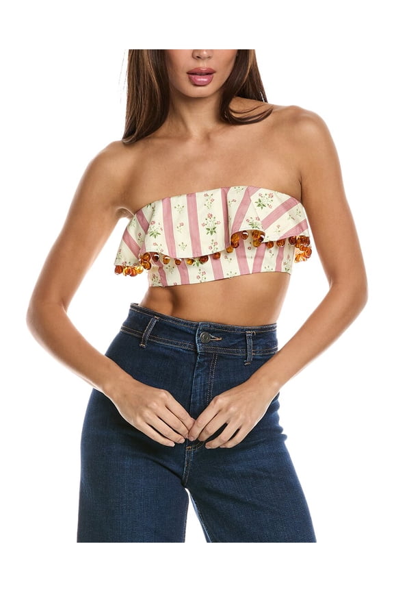 WeWoreWhat womens Ruffle Bandeau Top, 12, Yellow