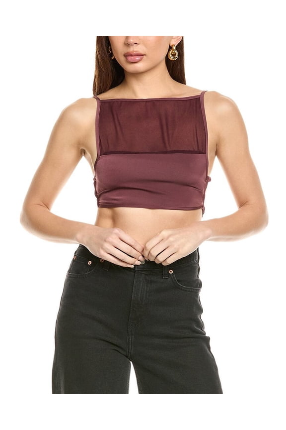 WeWoreWhat womens Square Neck Cami, m, Red