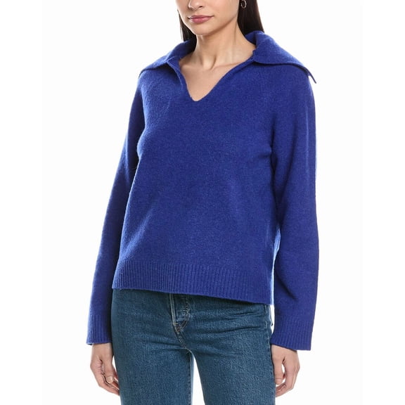 WeWoreWhat womens  V-Neck Wool-Blend Sweater, l, Blue