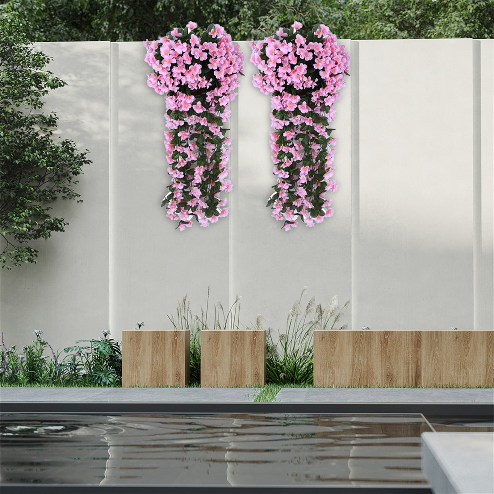 Weaklki Clearance,Artificial Hanging Flowers For Outdoor 2 Pack Violet
