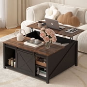 Waleaf Wooden Convertible Coffee Table, Lift Top Coffee Table with Large Hidden Storage Shelf for Living Room