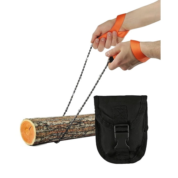 Wealers Pocket Chainsaw 25.5" Portable Hand Saw Survival Gear with Black Holster - Perfect for Hunting, Camping - Wilderness Survival Tool Chain Saw - Orange