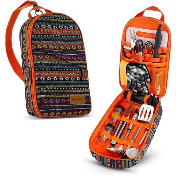 Wealers Portable BBQ Camp Kitchen Cooking Utensil Organizer Travel Set