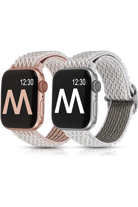 Wealizer 2 Packs Apple Watch Bands Stretchy 41mm 38mm 40mm 45mm 42mm 44mm for Women Men, Adjustable Sport Elastic Solo Loop Strap Soft Nylon Wristband for iWatch Series SE 7 6 5 4 3 2 1