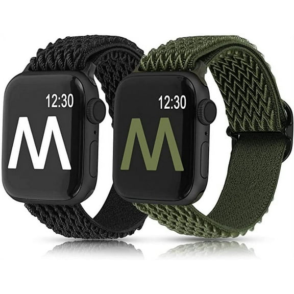 Wealizer 2 Packs Apple Watch Bands Stretchy 41mm 38mm 40mm 45mm 42mm 44mm for Women Men, Adjustable Sport Elastic Solo Loop Strap Soft Nylon Wristband for iWatch Series SE 7 6 5 4 3 2 1
