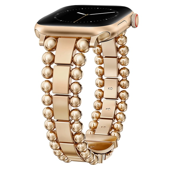 Wearlizer Beaded Bracelet Band Compatible with Apple Watch Band 38/40/41/42/44/45/46/49mm, Dressy Stainless Steel Jewelry Strap for iWatch Series 11 10 9 8 7-1 Ultra SE