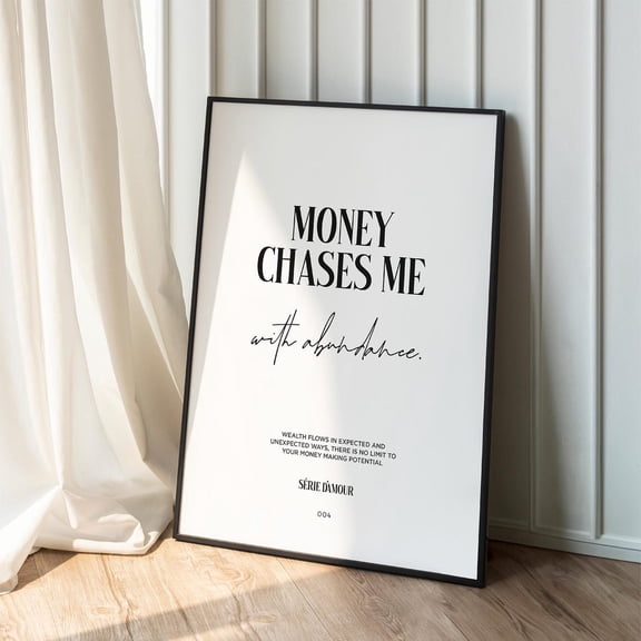 Wealth Affirmation Print, Minimalist Finance Quote Print, A1 A2 A3 A4 A5 Home Decor #854, Unframed Canvas Size 8x12