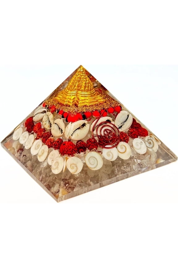 Wealth Pyramid,Orgone Gomati Chakra Rudraksha Kaurie,Natural Crystal pyramid For Wealth Attraction,Vastu Balancing,cash flow,Prosperity and Abundance