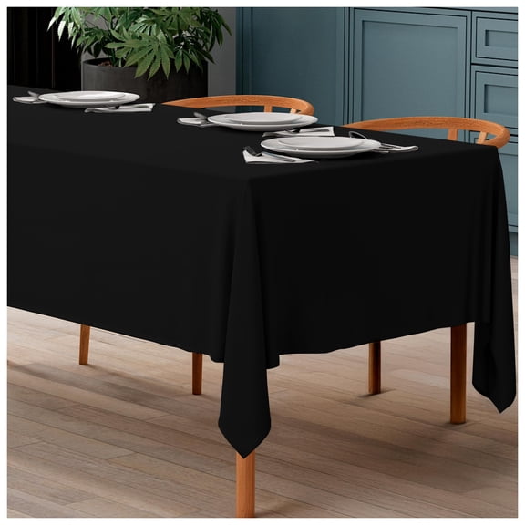 Wealuxe Black Table Cloth For 8 Foot Rectangle Tables  60x126 Inches Water Stain And Wrinkle Resistant 200 Gsm Washable Poly Fabric Tablecloth Rectangular Elegant Durable
