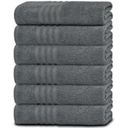 Wealuxe Cotton Bath Towels - 24x50 Inch - Lightweight Soft and Absorbent Gym Pool Towel - 6 Pack - Grey