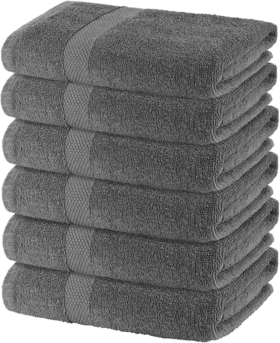 White Classic Wealuxe Grey Towels for Bathroom 6 Pack, Cotton Bath Towel  Set for Hotel, Gym, Spa, Soft Extra Absorbent Quick Dry 24x50 Inch