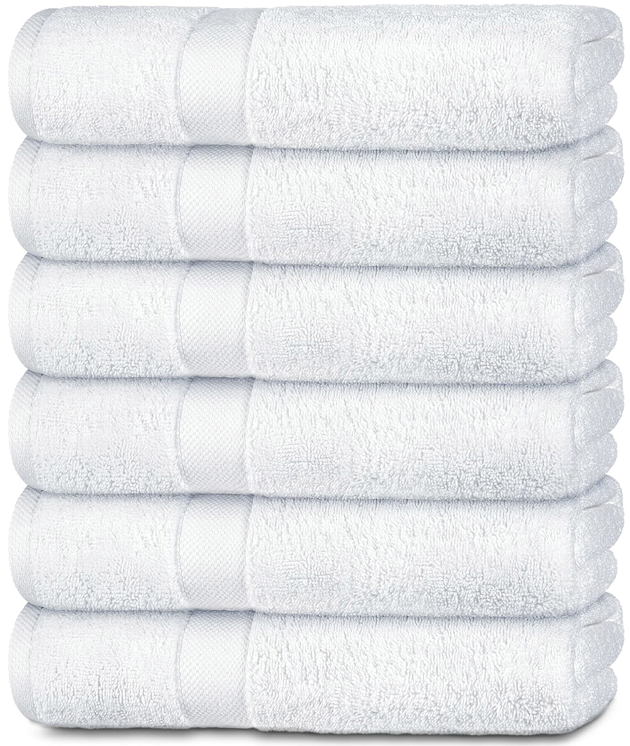 Gold Textiles 4 Pack Premium Cotton Bath Sheets (Bright White, 30x60 inch) Luxury Bath Towel Perfect for Pool and Gym Ring Spun Cotton (White)