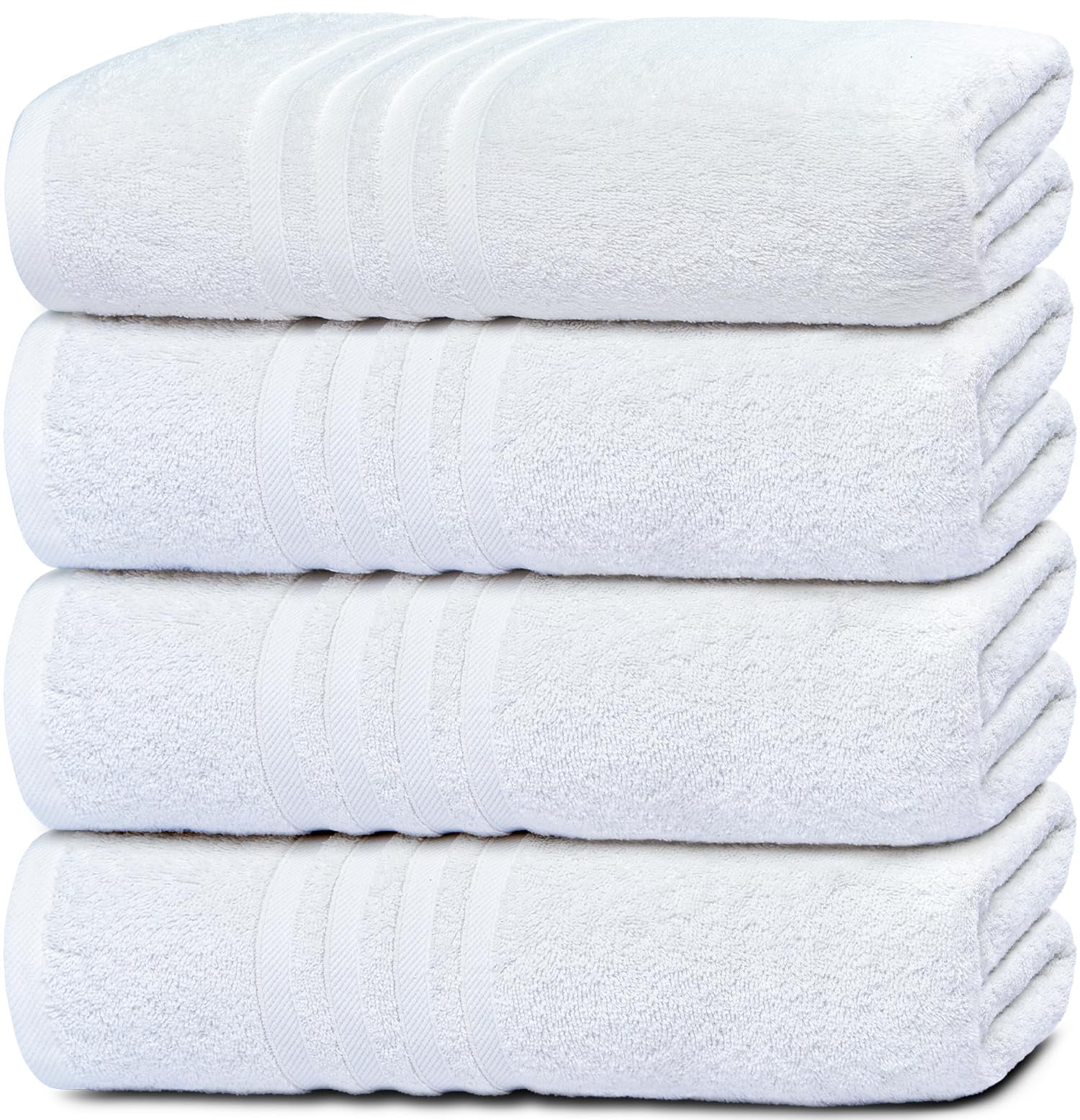 Wealuxe Cotton Bath Towels - Soft and Absorbent Hotel Towel - 27x52 Inch -  4 Pack - White