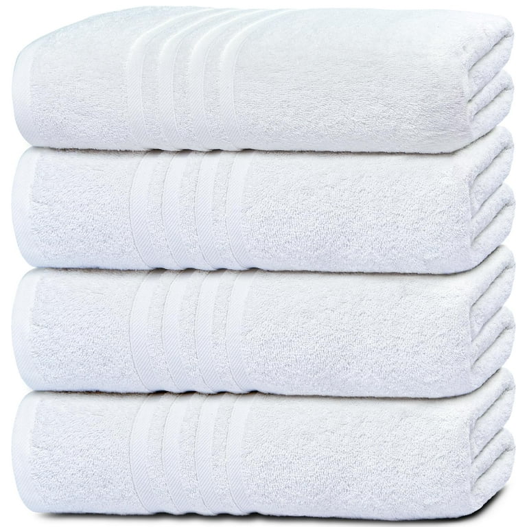 Wealuxe Cotton Bath Towels - Soft and Absorbent Hotel Towel - 27x52 Inch -  4 Pack - White 