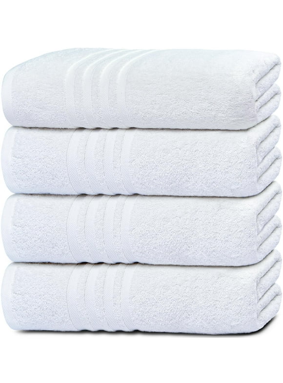 Wealuxe Cotton Bath Towels - Soft and Absorbent Hotel Towel - 27x52 Inch - 4 Pack - White