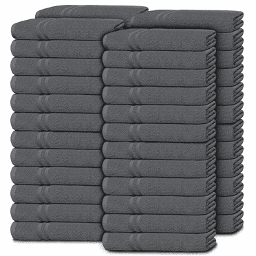 White Classic Bundle Washcloth 48 pack, Gray Kids Washcloth and Towel Set 12x12, Cotton Multipurpose Small Hand Towels, Kitchen Dish Cloth, Salon Face Towels, Bathroom Wash Cloths, Gray, Set of 48