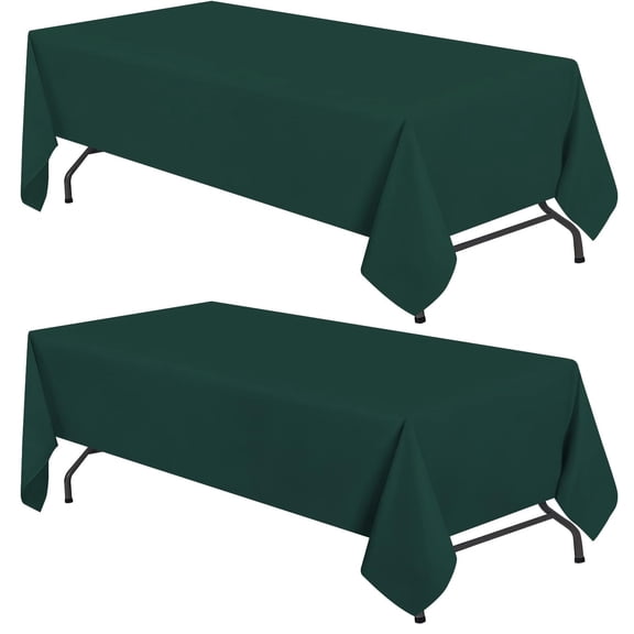 White Classic WEALUXE Green Tablecloths for Rectangle Tables [60x102 Inch], Table Clothes for 6 Ft Tables, 200 GSM Washable Fabric, 2 Pack, Hunter Green