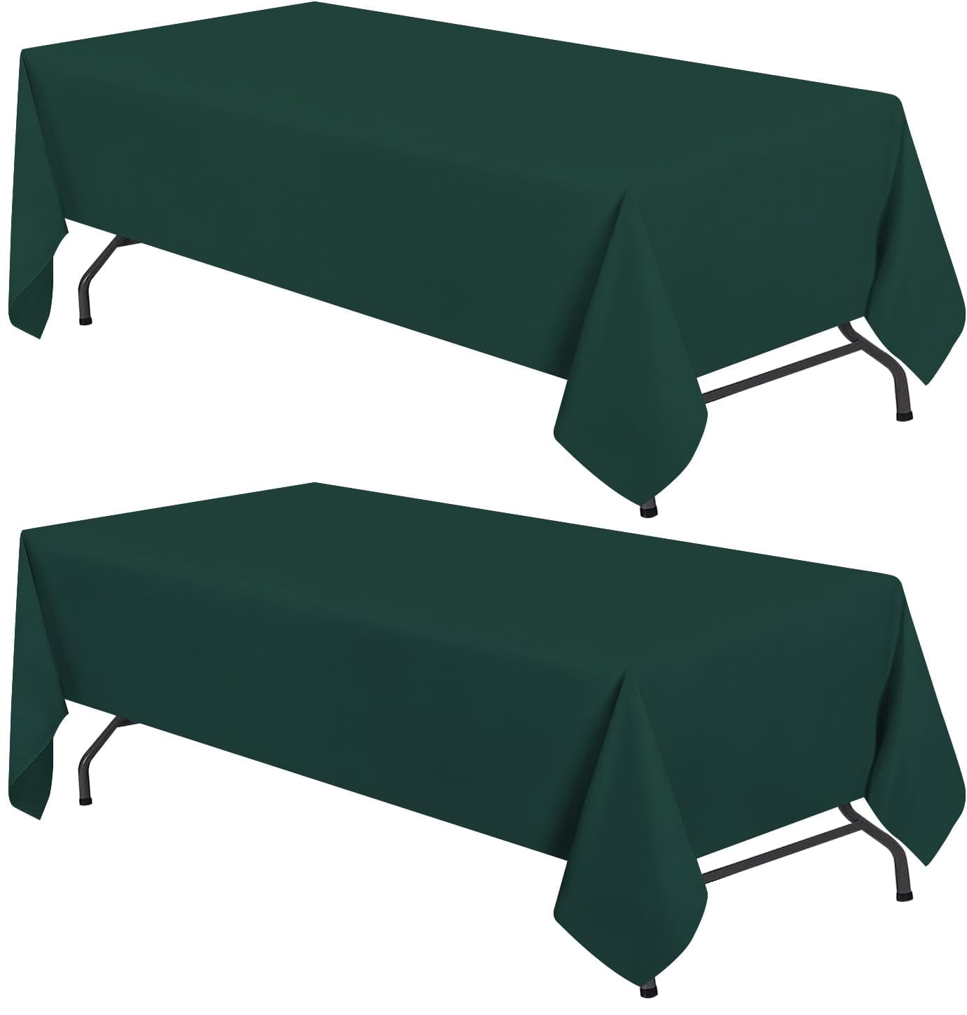 Wealuxe 2Pack Polyester Fabric Dark Green Tablecloth 60x102 for