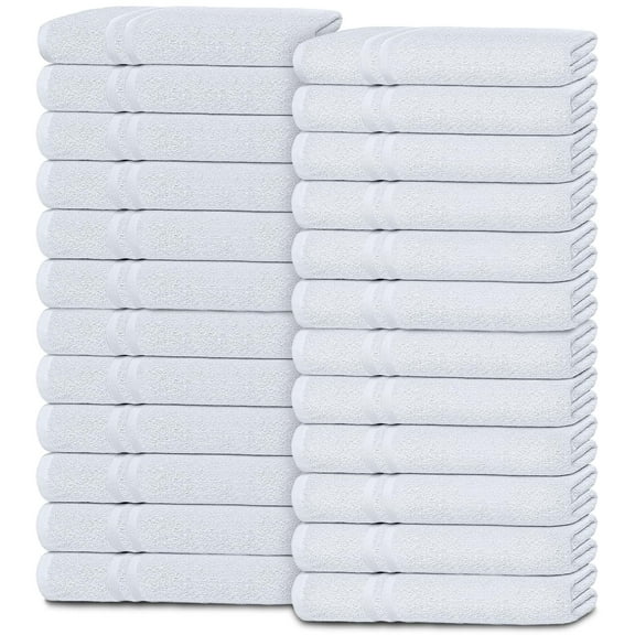 Wealuxe White Washcloths for Body and Face Towel, Cotton Wash Cloths Bulk 24 Pack, Flannel Spa Fingertip Wash Clothes 12x12 Inch, Soft Absorbent Gym Towels