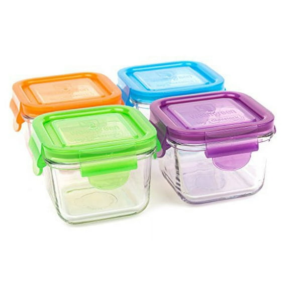 Wean Green Snack Cubes Glass Food Containers, Garden Pack