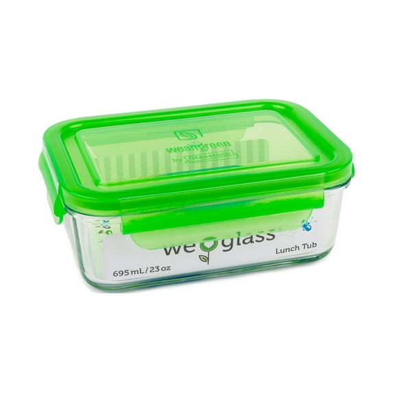 Wean Green's Tempered Glass Lunch Tub-23oz/695ml - Pea
