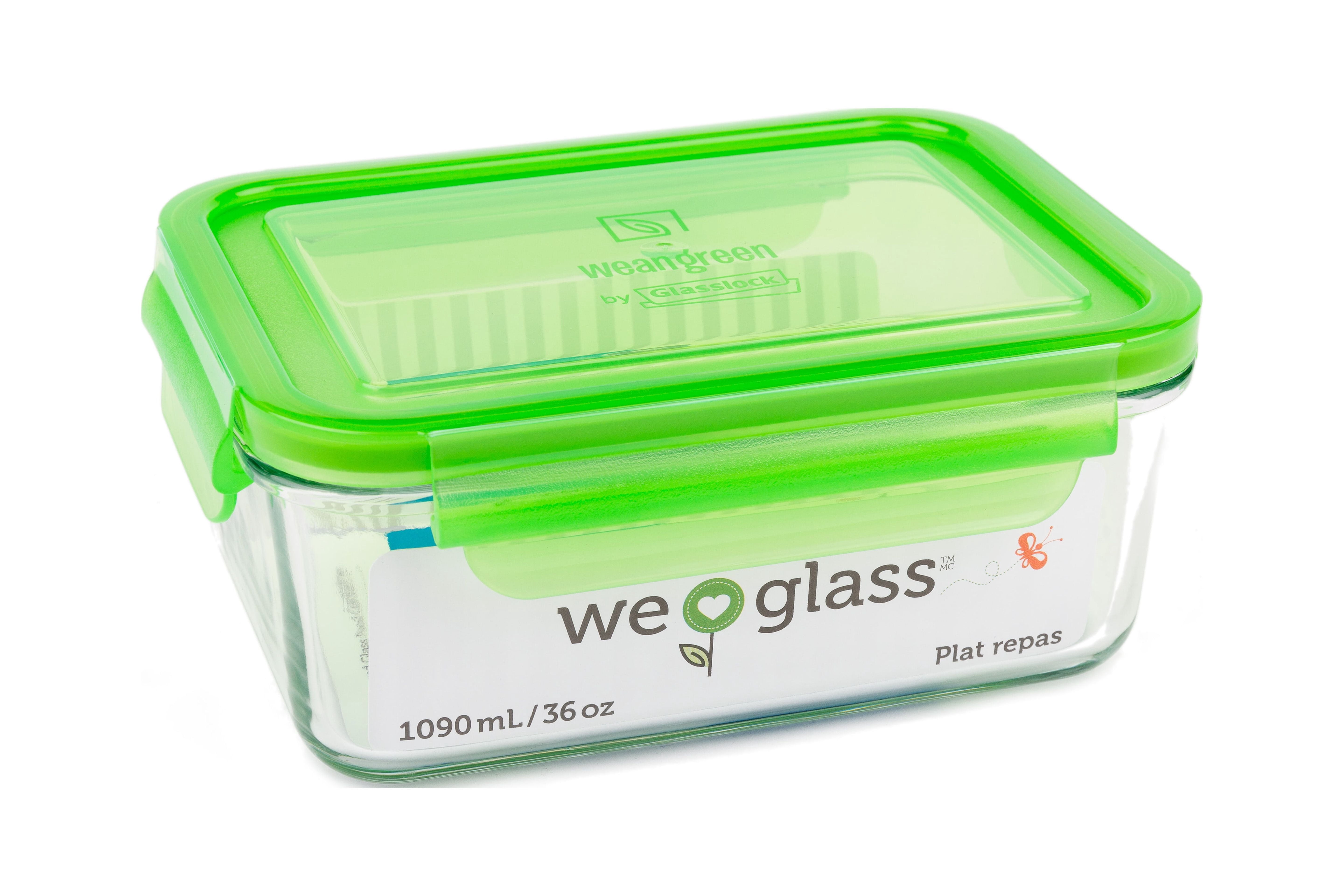 Wean Green’s Tempered Glass Meal Tub-36oz/1090ml - Pea