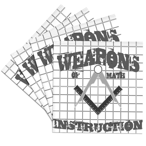 3drose, Weapons of Math Instruction Fun Algebra Pun Green, Set of 4 Ceramic Tile Coasters