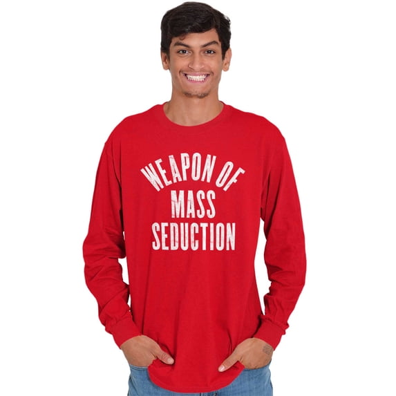 Weapons of Mass Seduction Joke Plus Size Long Sleeve Graphic Tee Shirt Brisco Brands 2X