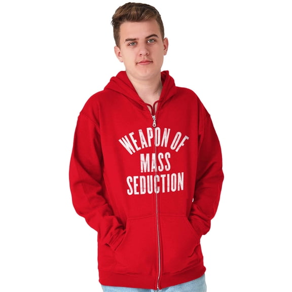 Weapons of Mass Seduction Joke Zip Up Hoodie Men's Women's Brisco Brands L