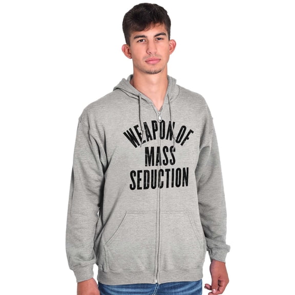Weapons of Mass Seduction Joke Zip Up Hoodie Men's Women's Brisco Brands X