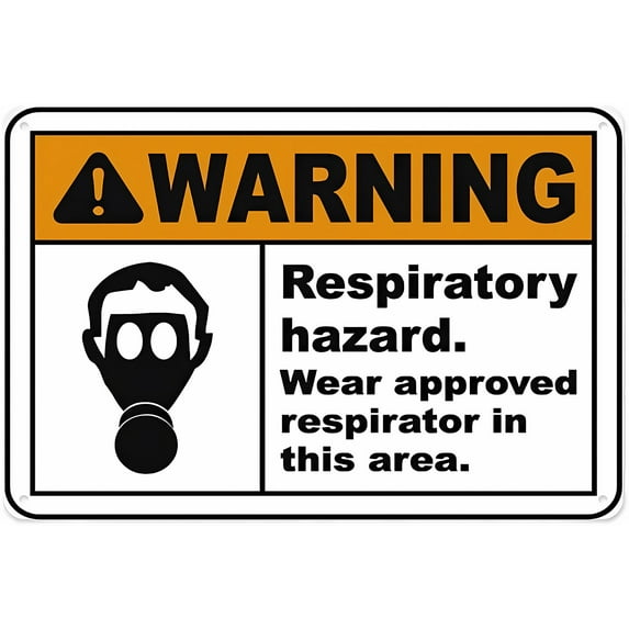 Wear Approved Respirator - 8"x12" Aluminum Tin Warning Sign for Home Outdoor Garden, Workplace Safety