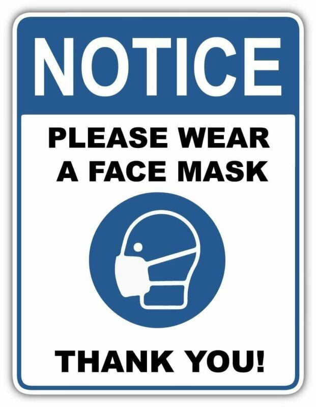 Wear Face Mask Public Entrance Notice Metal Sign Store Door Wall SIZE ...
