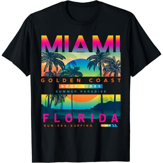 Wear Miami Florida T shirts, Miami Colorful Sunrise graphic T-Shirt